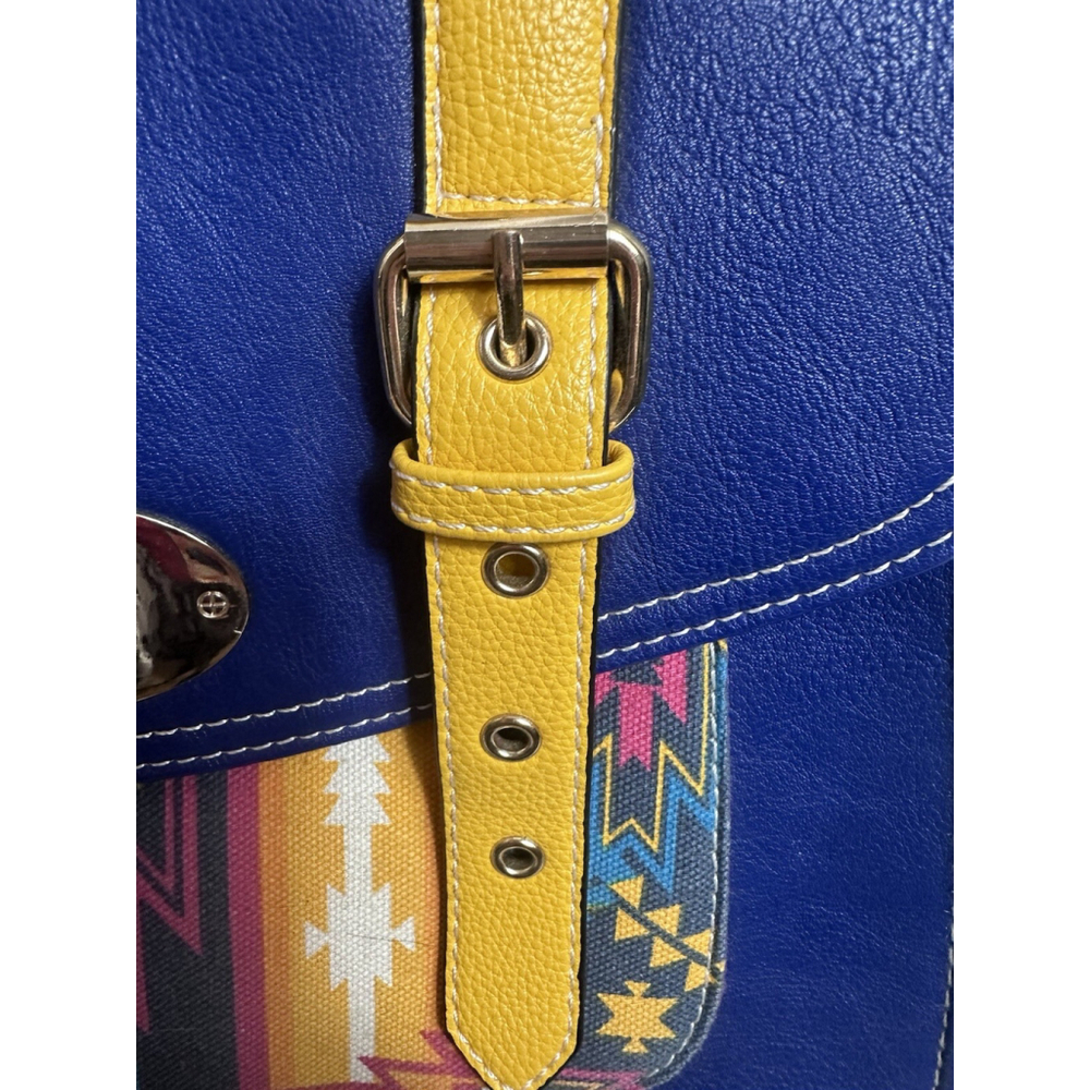Cirque Du Soleil Blue Bag With Yellow Handle Aztec Print No Shoulder Strap - Picture 9 of 16